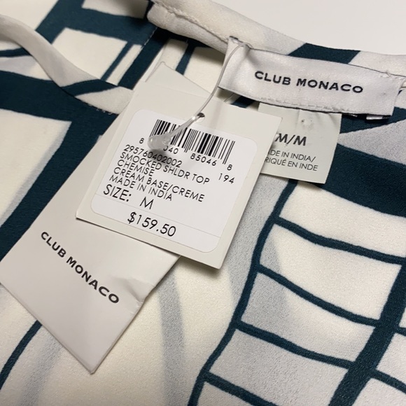 NWT Club Monaco White Smocked Shoulder Top Sise M - Picture 5 of 5